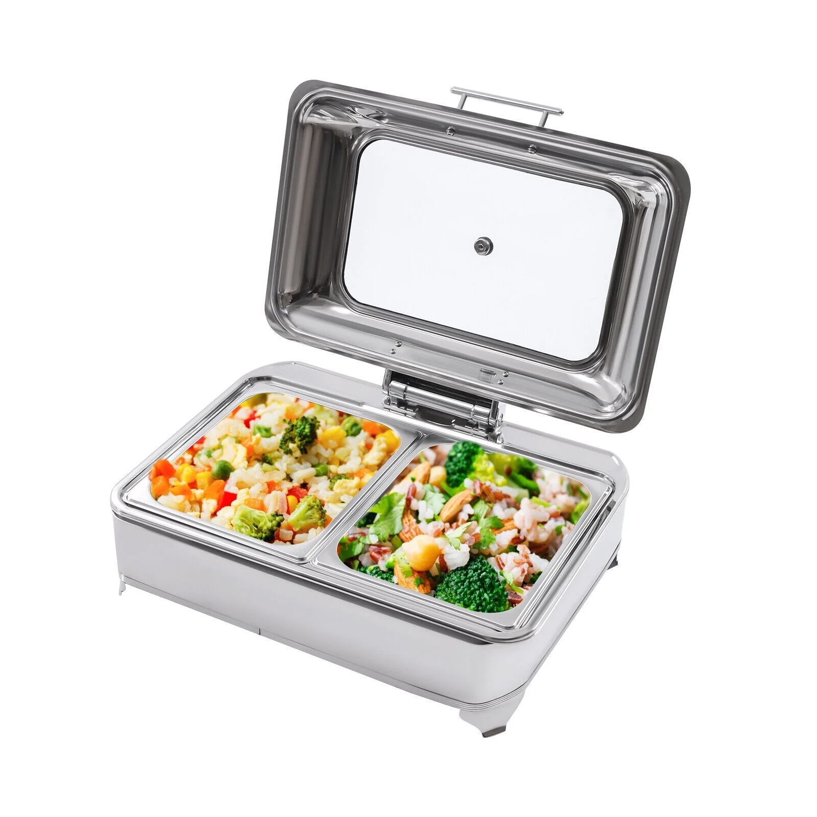 9L Electric Food Warmer W/ 2 Trays Countertop Buffet Server Heating Plate 45-80℃