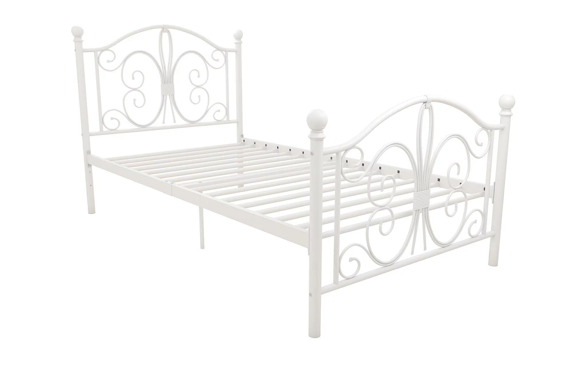 Desert Fields Bombay Metal Bed, White, Twin