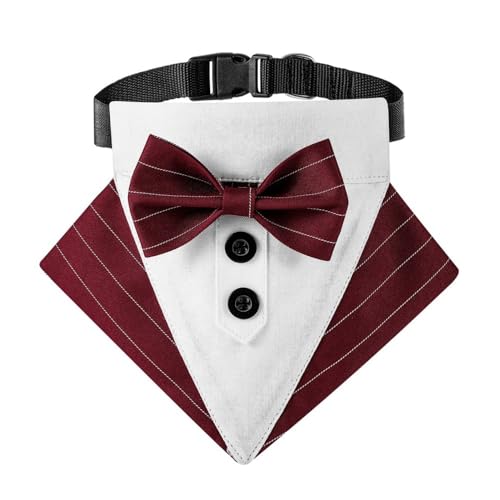Dog Bowtie Bandana, Adjustable Formal Dogs Tuxedo Collar with Bow Tie Pet Bowtie Collar for Boy Dog Wedding Grooming Birthday Party