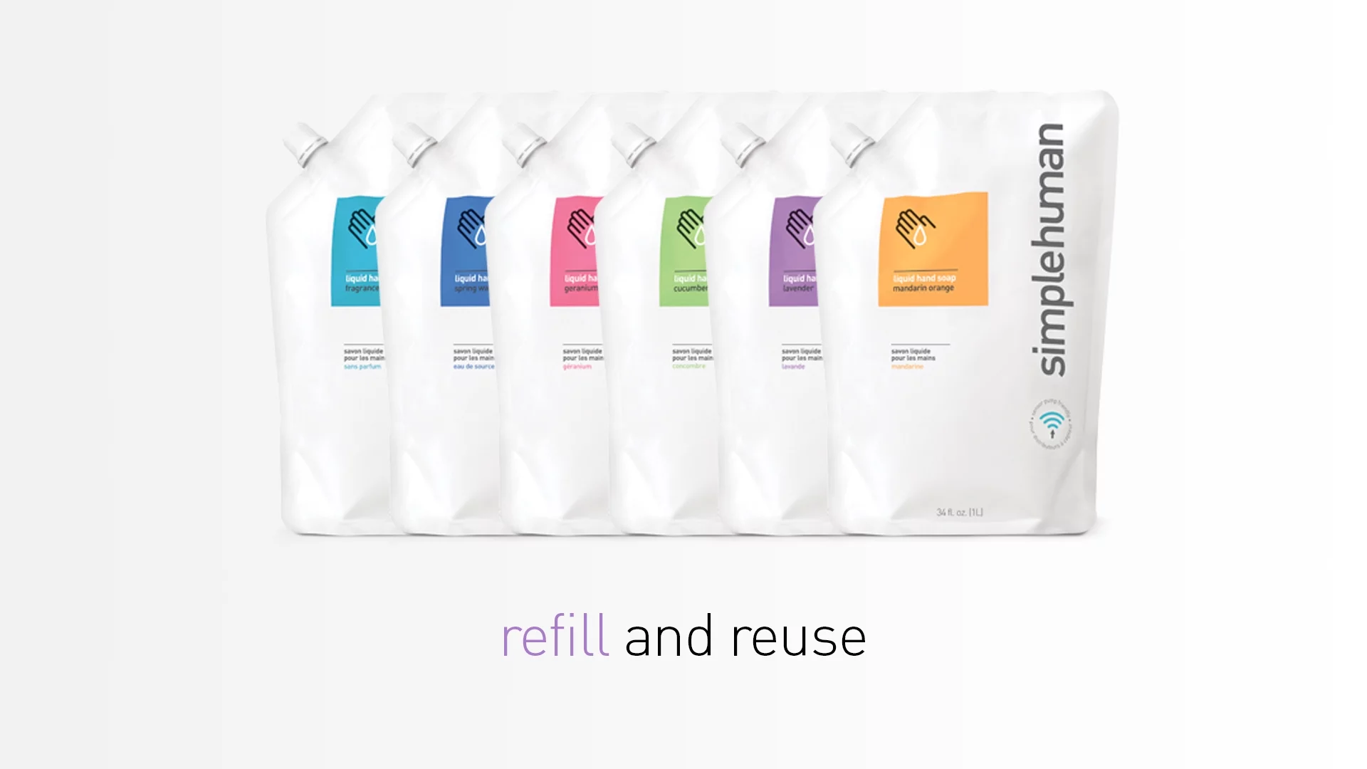 simplehuman Fragrance Free Moisturizing Liquid Hand Soap Refill Pouch, 34 Fl. Oz. (Pack of 6)