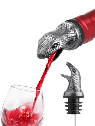 Deer Head Wine Pourer, Liquor Bottle Pour Spout with Leak-Proof Rubber Stopper, Zinc Alloy Metal, Universal Fit for Wine Whiskey Bourbon Olive Oil – Drip-Free Bar Pourer Gift for Men, Parties Holidays
