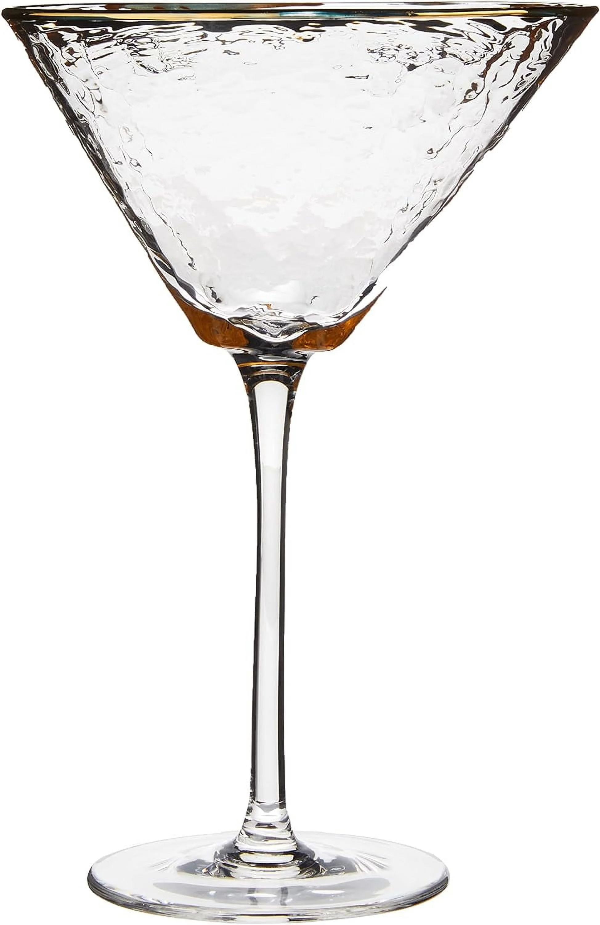 Iridescent Handmade Hammered Martini Glasses With Rim - Set Of 2 Rim Martini Glasses And 2 -Plated Cocktail Picks. Celebrate Life One Glass At A Time