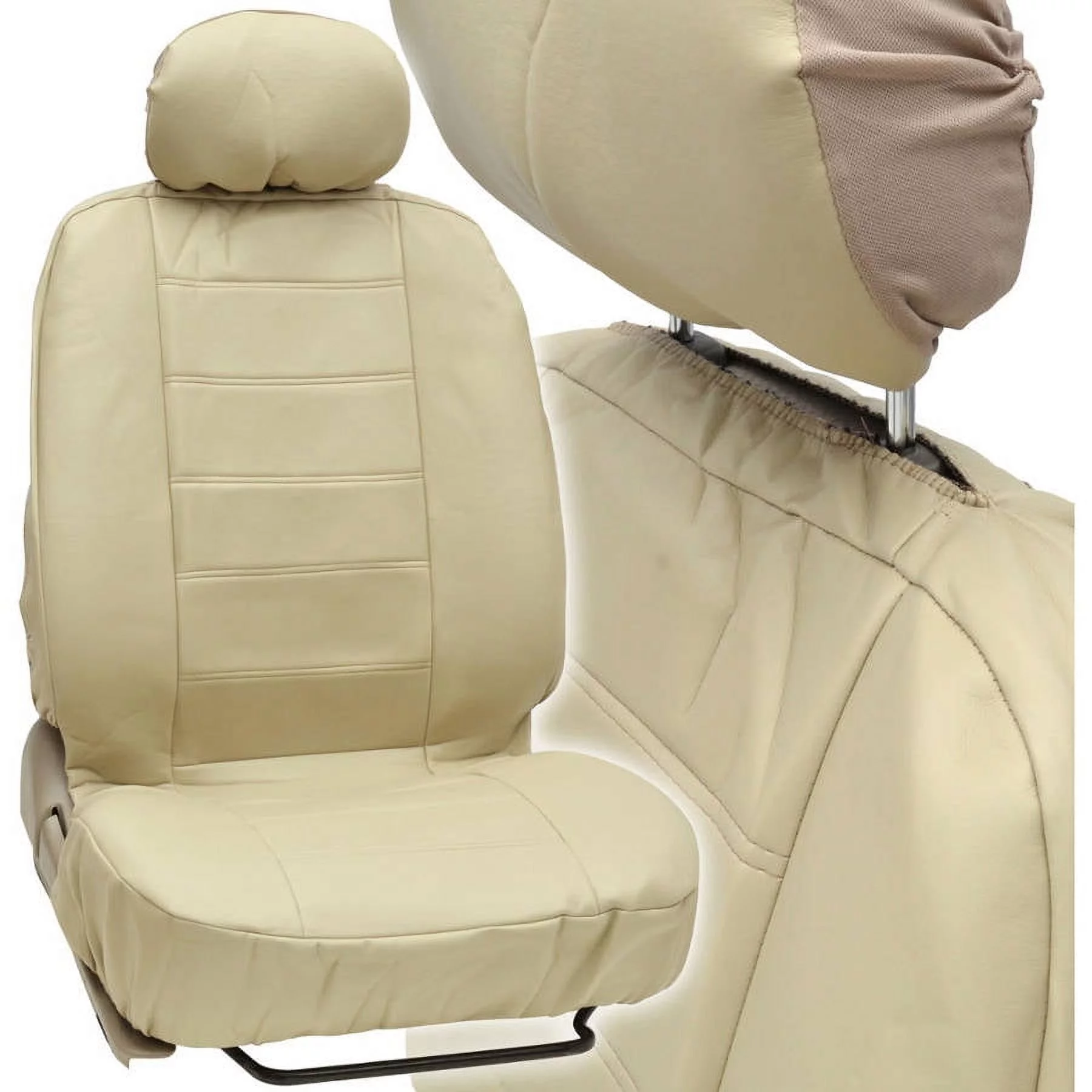 BDK PU Leather Seat Covers for SUV and Van 3 Rows Premium Leather Covers, Black Beige Gray
