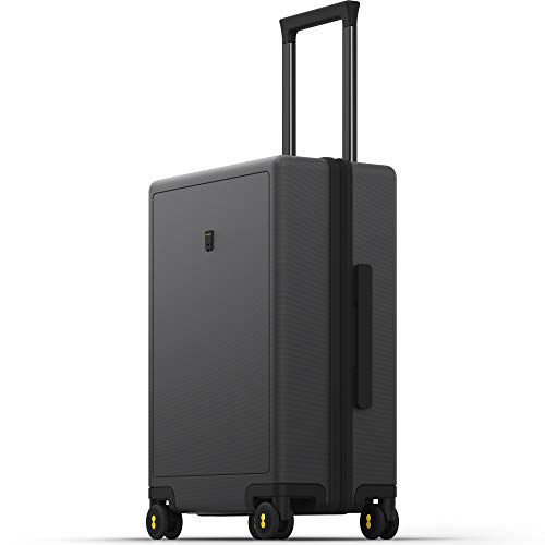 LEVEL8 Hard Shell Carry on Luggage Airline Approved, Carry-on Suitcases with Wheels, Lightweight Luminous Textured Hardside Travel Bag with Tsa Lock, 20 Inch, Black
