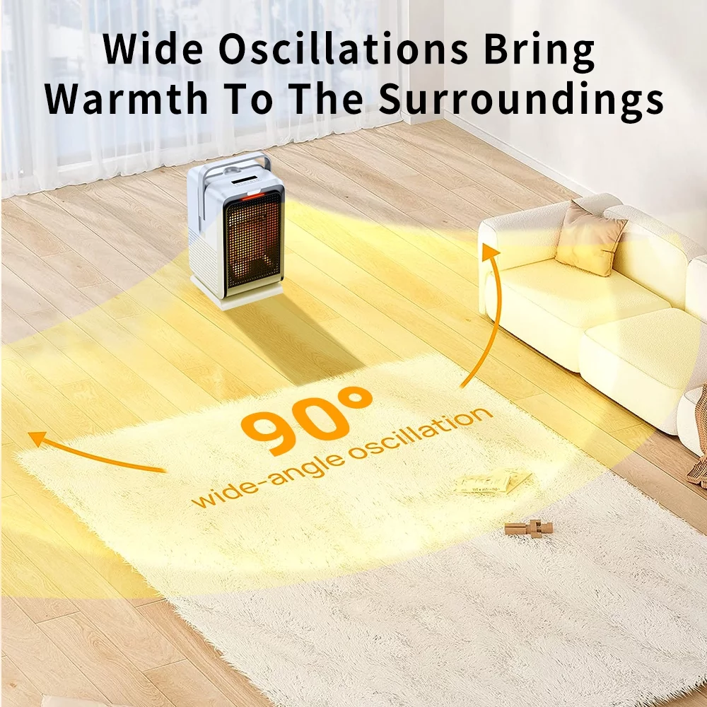 Walmeck Oscillating Space Heater, 8H Timer Remote Control, Overheat Protection, Warm air blower