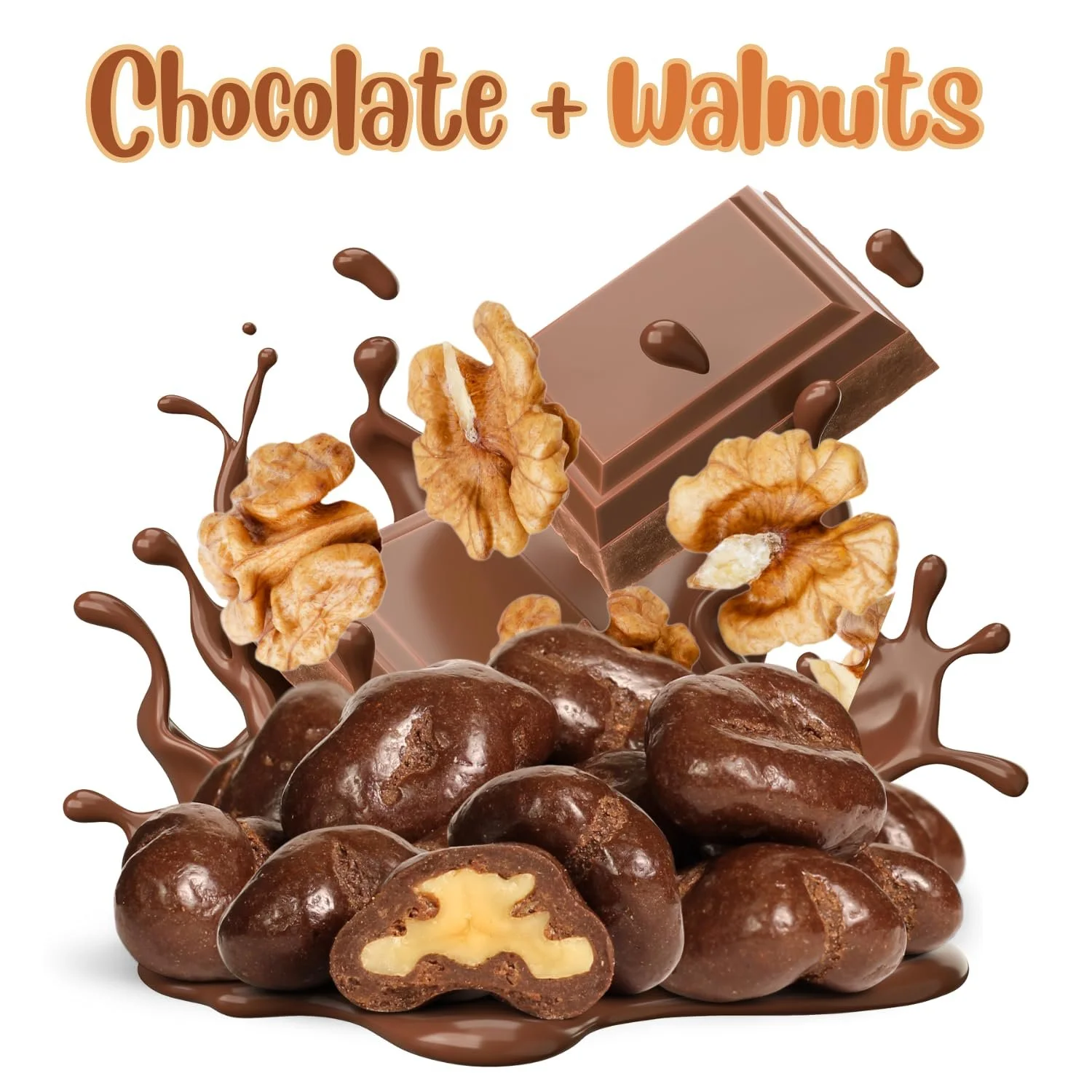 Milk Chocolate Covered Walnuts by It's Delish, 48 oz Jumbo Container Candy Nuts, Dairy Kosher Snacks