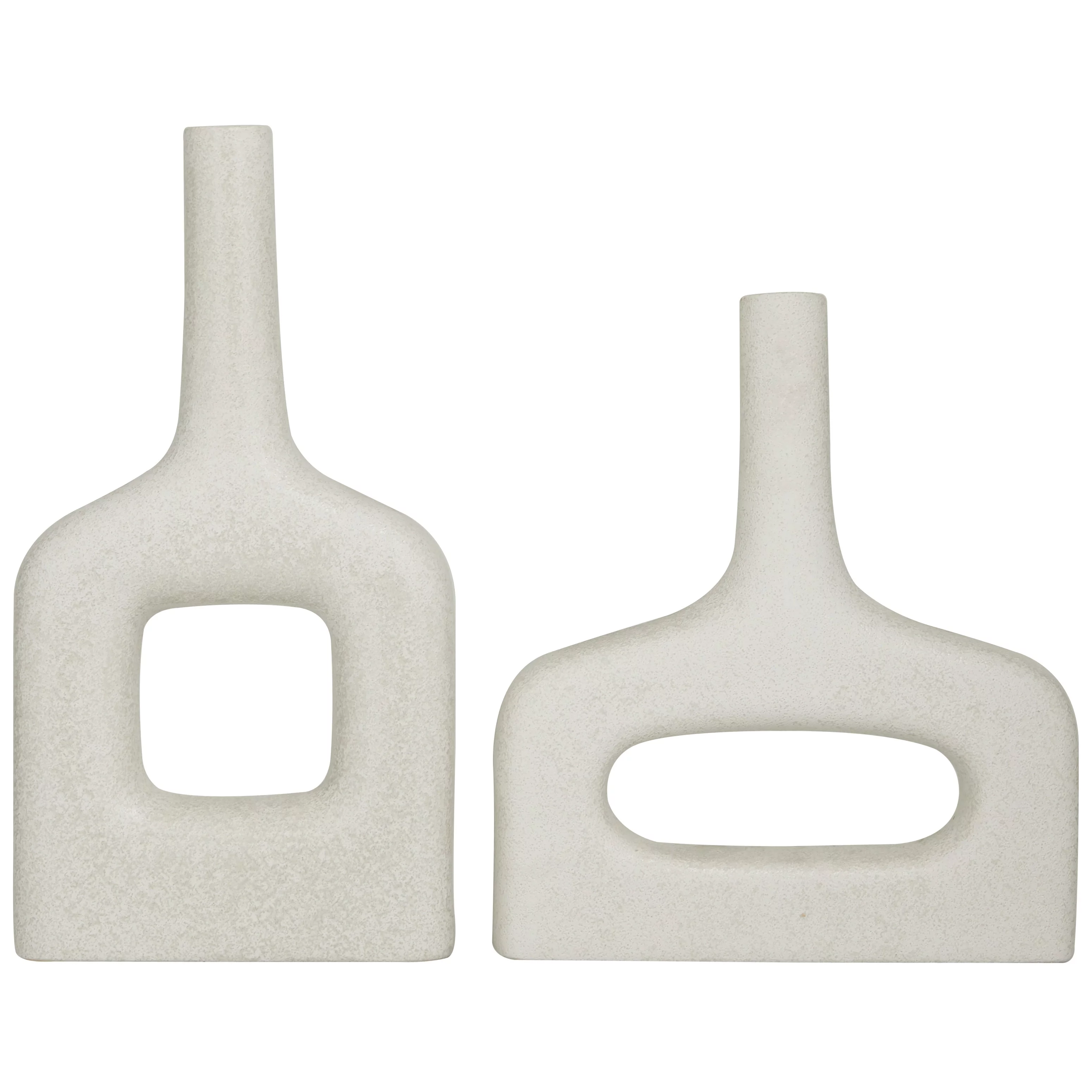 CosmoLiving by Cosmopolitan  Ceramic Round Donut Shaped Vase (Set of 2) White