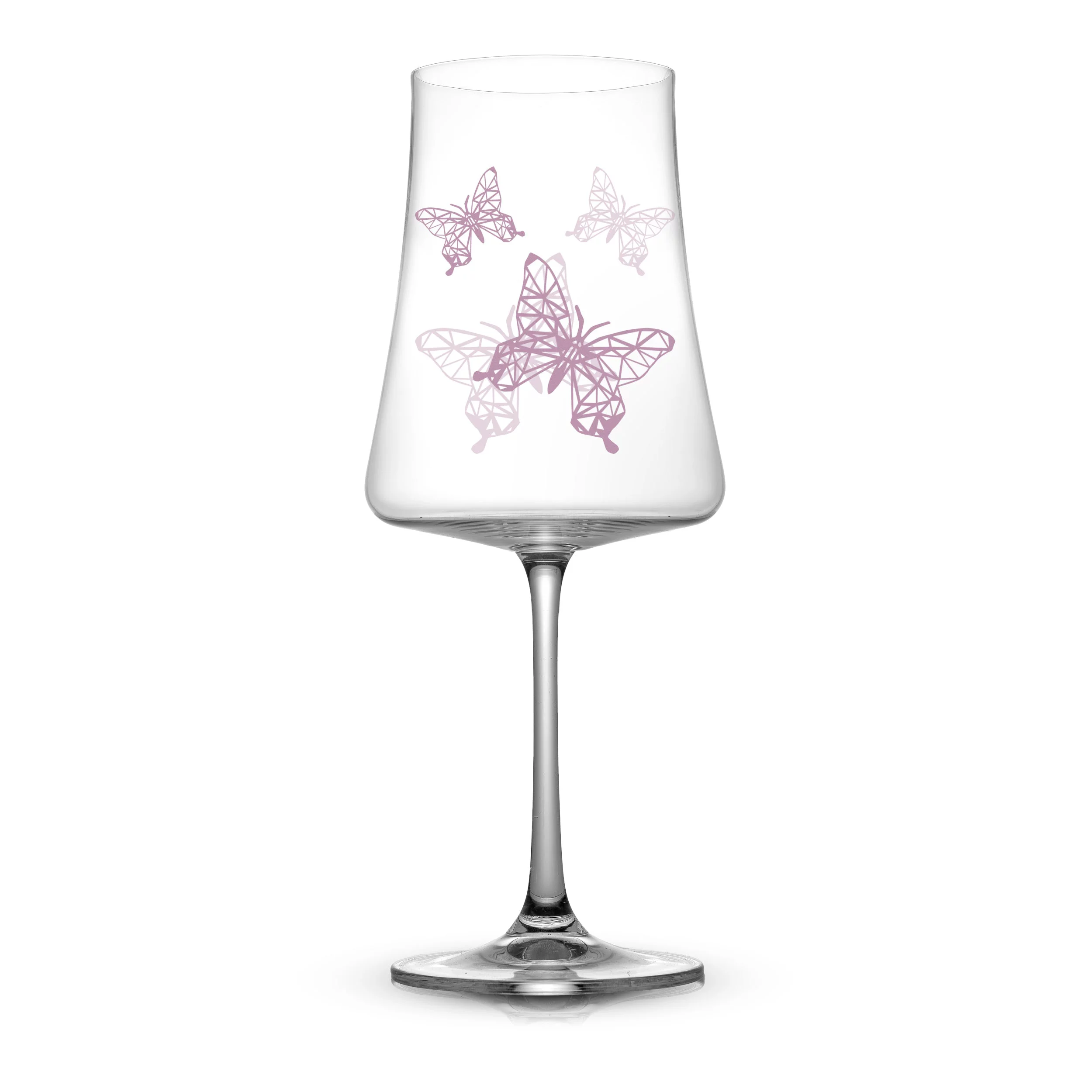JoyJolt Meadow Butterfly Collection European Crystal Stemmed Red Wine Glass - Set of 2