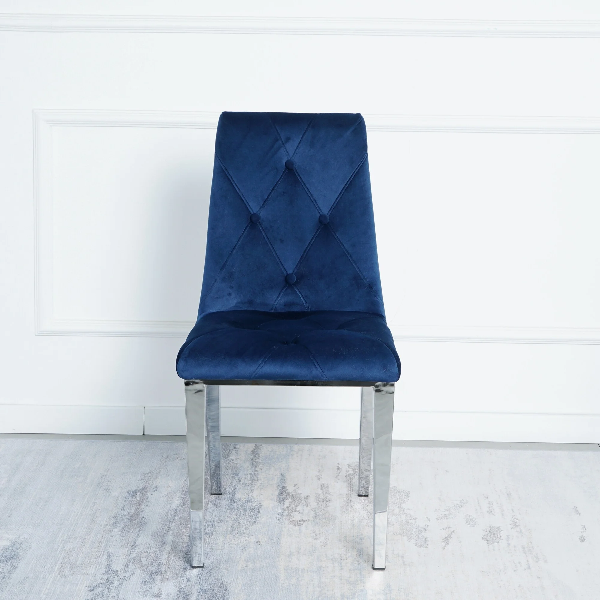 2pcs Modern Luxury Velvet Upholstered Dining Chairs Blue