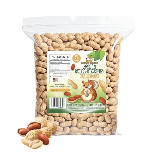 Premium Quality Raw Peanuts in Shell - 5 Pounds – All-Natural Food for Squirrels, Deer, Birds, and Other Wildlife Animals – Grown in The USA for Healthy Nutrition