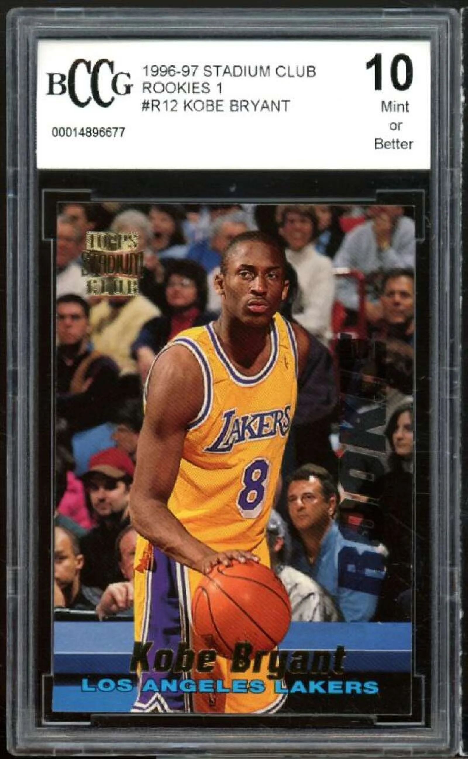 1996-97 Stadium Club Rookies 1 #R12 Kobe Bryant Rookie Card BGS BCCG 10 Mint+