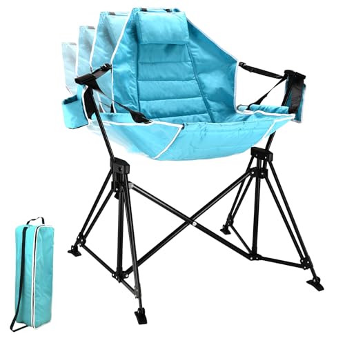Hammock Camping Chair Folding 350lbs Foldable Portable Rocking Chairs for Adults Outside Swinging Camp with Stand Lawn Garden Hanging Outdoor