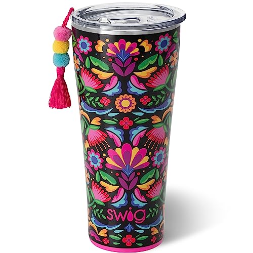 Swig Life 32oz Insulated Tumbler, Travel Coffee Tumbler with Lid, Cup Holder Friendly, Stainless Steel Travel Coffee Mug, Glitter Tumbler, Glitter Gifts (Confetti)