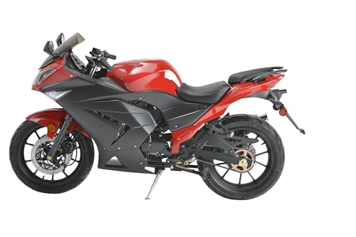 HHH 125cc Motorcycle with Manual Transmission Street Gas Bike for Adult Youth 125cc Scooter LED Lights and 17 inches Wheels (Red)