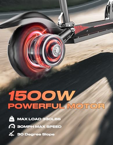 Electric Scooter Adults, 1500W Peak Motor, 45 Miles Range Electric Scooter with Seat, 30MPH Top Speed, 10