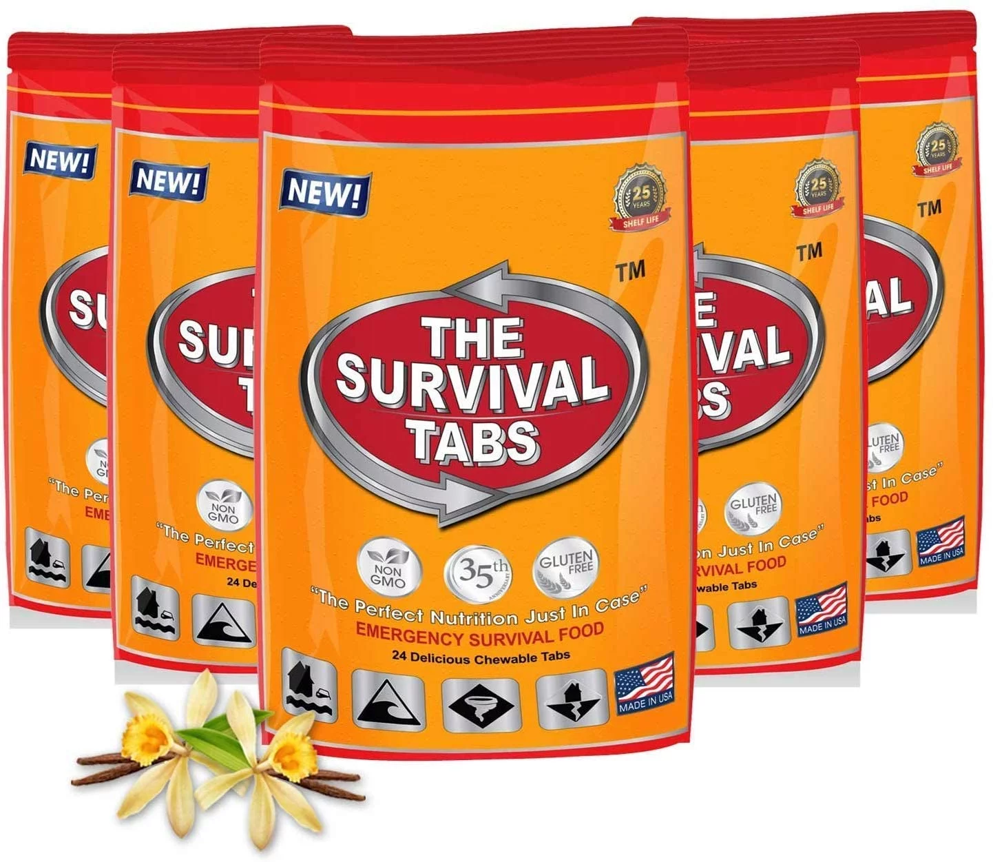 120 tabs Survival Tabs 10-day Emergency Survival MREs Meals Ready-to-eat Bugout for Travel Camping Boating Biking Hunting Activities Gluten Free and Non-GMO 25 Years Shelf Life - Vanilla Malt Flavor