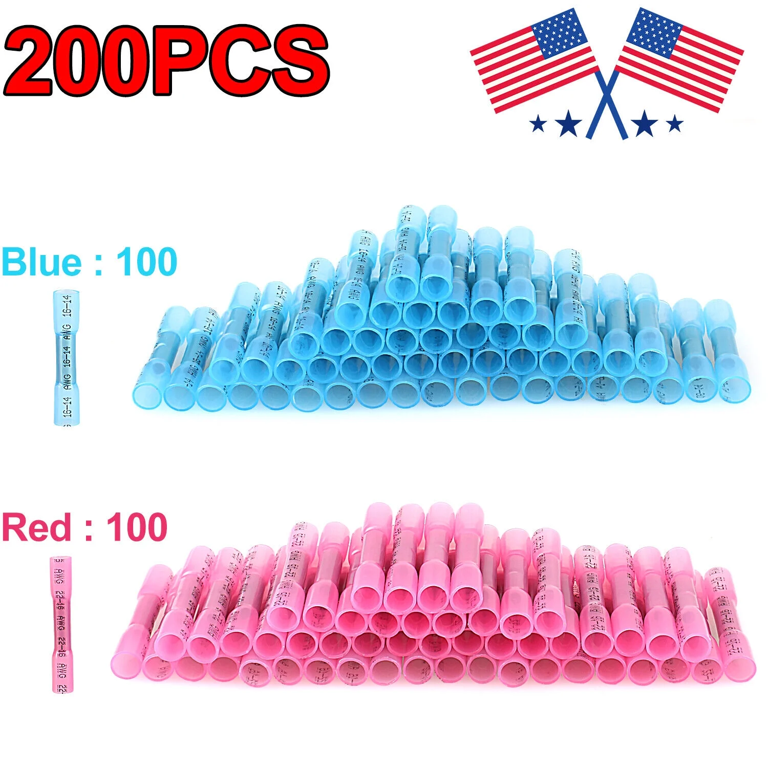 400/200x Heat Shrink But Connector Waterproof Electrical Wire Marine Butt Splice