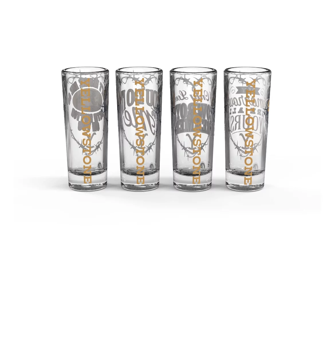 Zak Designs 2 Ounce 4-piece Valentine Mini Glass set, Yellowstone