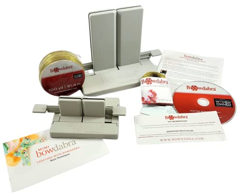 Bowdabra Bow Maker with Large Bowdabra, Mini Bowdabra, 100yd Gold Bow Wire for Ribbon Gift Bows, Swags, Decorations, Hair Bows, Party Favors, Corsages, Wreath Bows, Christmas Decor