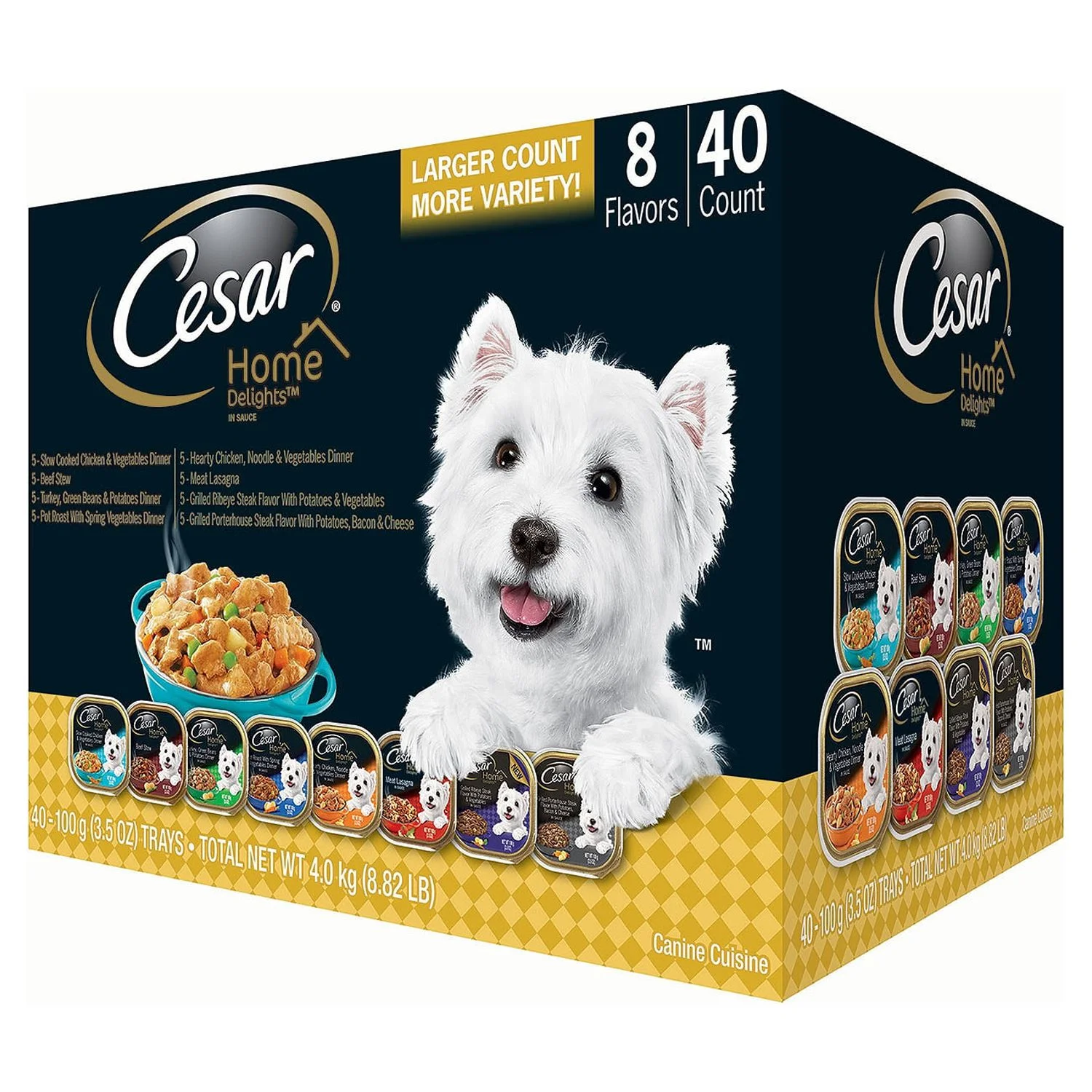 Cesar Home Delights Wet Dog Food, Variety Pack, 3.5 Oz, 40 Ct