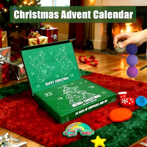 Advent Calendar Fidget Toys Sensory Stone for Kids Set - 24 Days Countdown | Christmas Gift for Son, Daughter, Friend, Classmate & Autism Kids | 2025 Xmas Surprise Gift