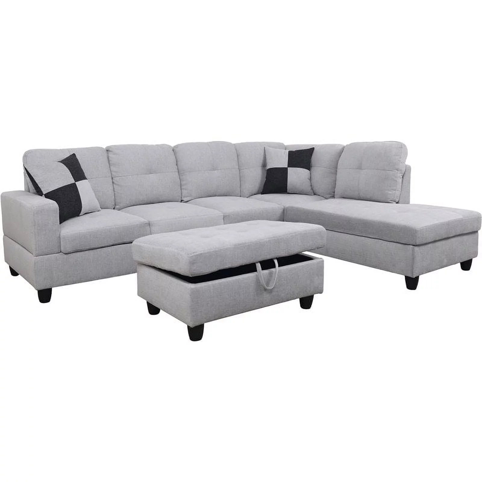 Lifestyle Furniture Edward Right-Facing Sectional & Ottoman in Gray/White