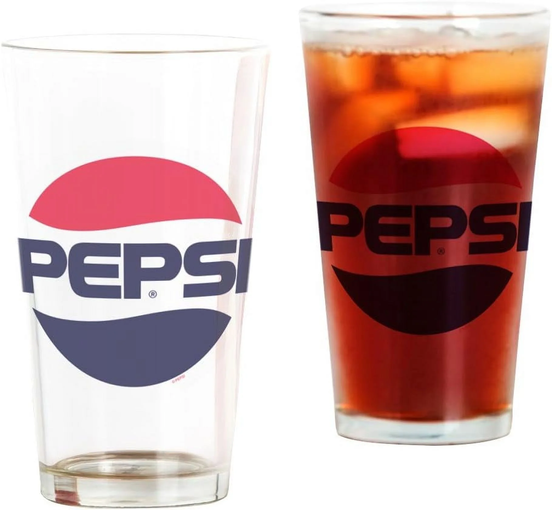 Pepsi 90S Pin Glass, 16 Oz. Drinking Glass
