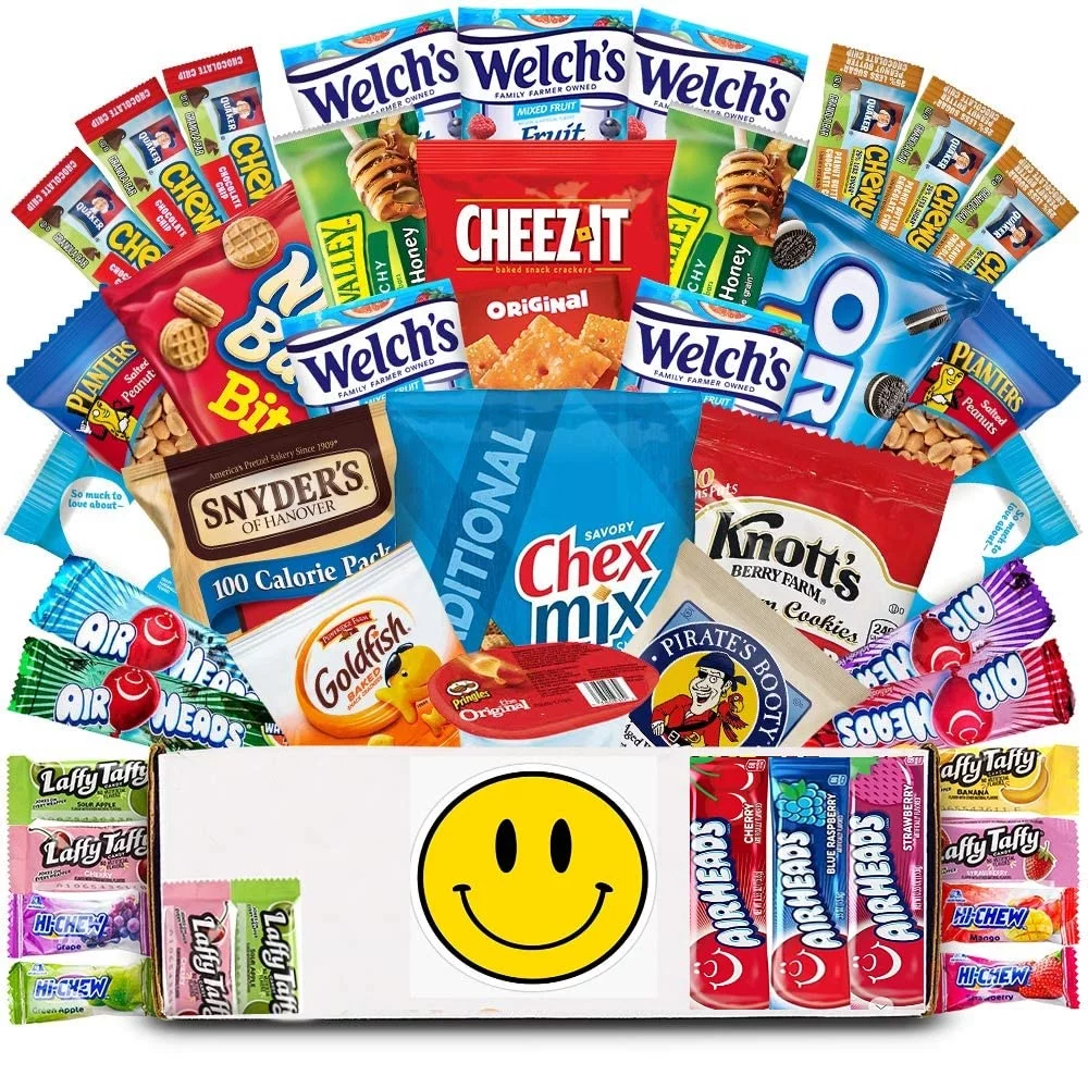 Deluxe Care Package Snacks for College Students, Finals, Snack Packs, Office, Valentines Day, Date Night, Deployment, Military and Gift Ideas - Including Over 1 lbs of Chips, Cookies and Candy!