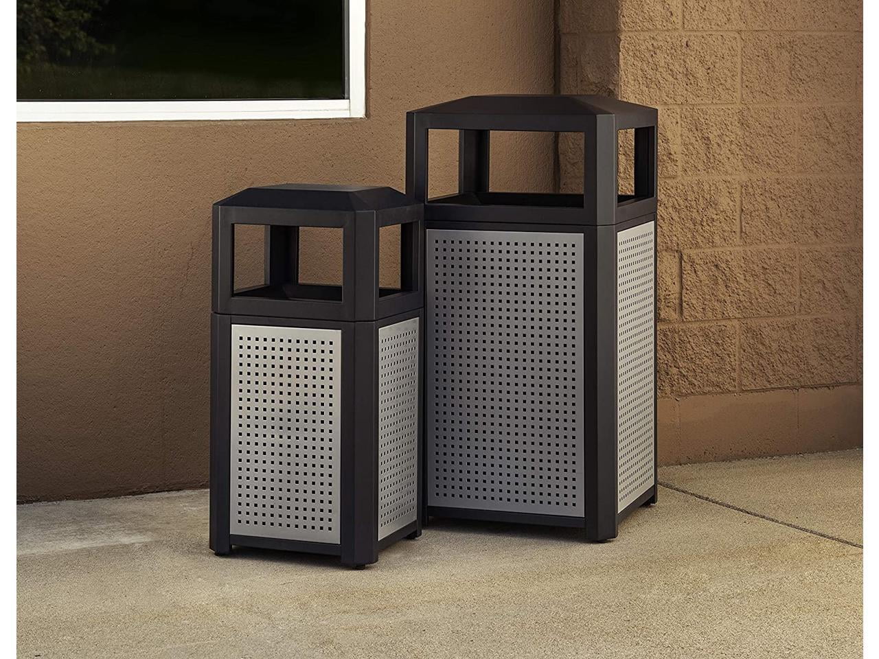 Evos Series Steel Waste Container, 15gal, Black