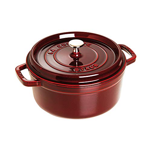 STAUB Cast Iron Dutch Oven 5.5-qt Round Cocotte, Made in France, Serves 5-6, Black Matte