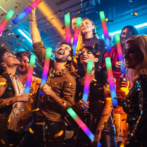 44 PCS Foam Glow Sticks with 3 Modes Colorful Flashing, Foam Light Up Sticks, LED Light Sticks, Glow Sticks Party Pack for New Year, Wedding, Raves, Concert, Christmas