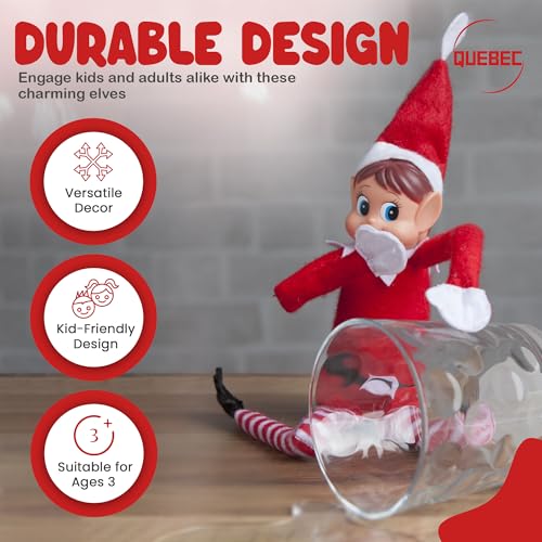 Quebec Naughty Elf Set - Boy & Girl Christmas Elf Figures, Santa's Little Helper Inspired, Soft Body, Vinyl Faces, 12 Inch, Couple