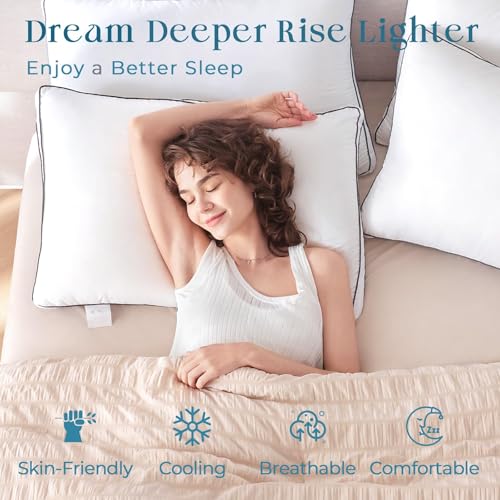 MUXHOMO Bed Pillows King Size Set of 2, Hotel Collection Sleeping Pillows 2 Pack for Side and Back Sleepers, Down Alternative Plump Filling, 20 x 36 Inches
