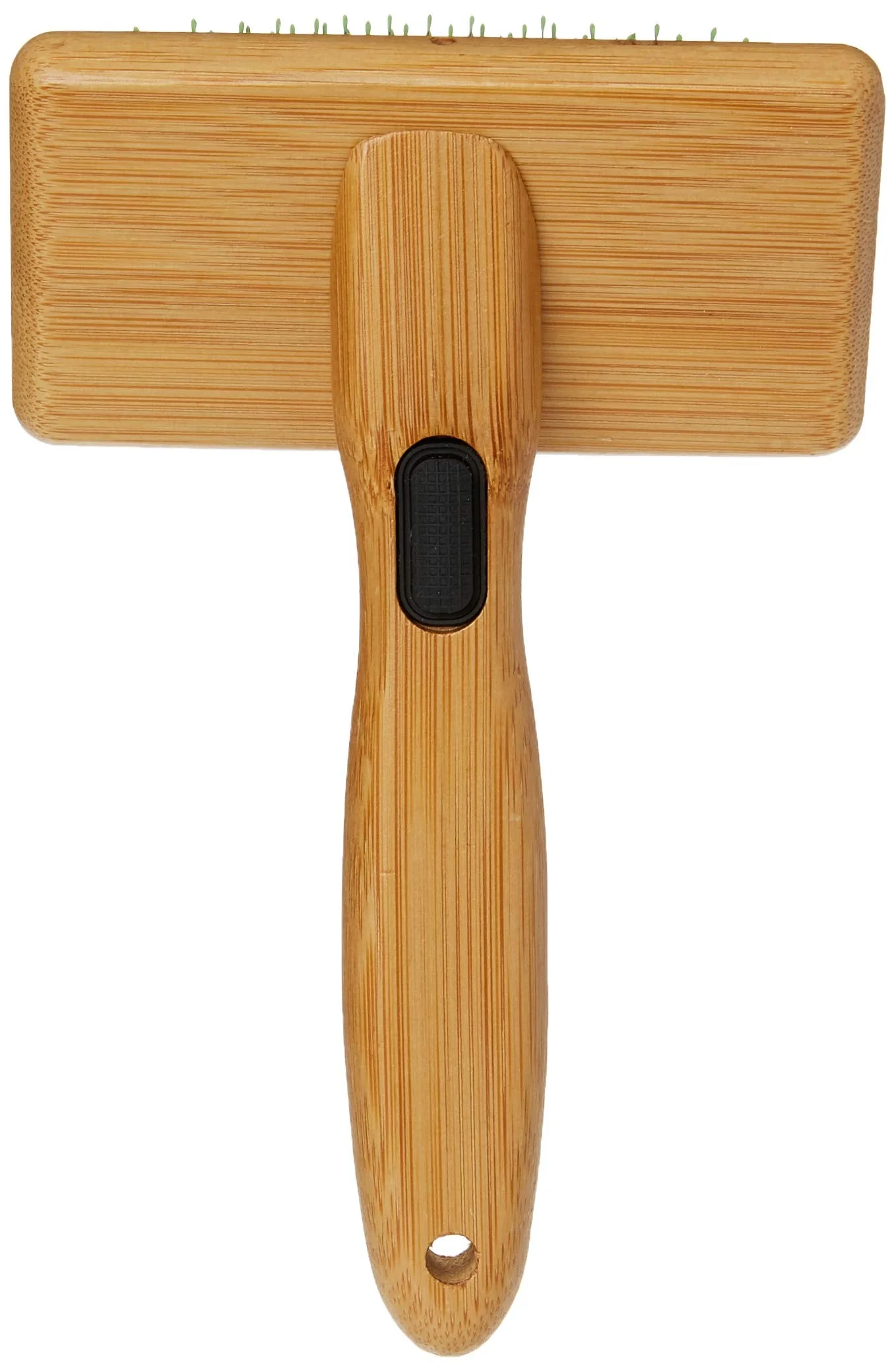 Paws & Alcott BG SSLICK MD Medium Bamboo Soft Slicker Brush with Stainless Steel Pin - Tan & Black
