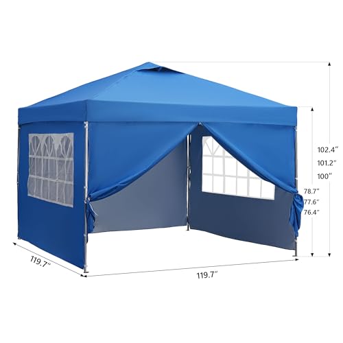 GDY 10x10ft Pop-up Paint Tent, Black Canopy Tent, Instant Shelter Portable Outdoor Canopies with 4 Removable SideWalls,for Events, Parties, Camping.