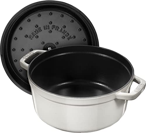 STAUB Cast Iron Dutch Oven 5.5-qt Round Cocotte, Made in France, Serves 5-6, Black Matte