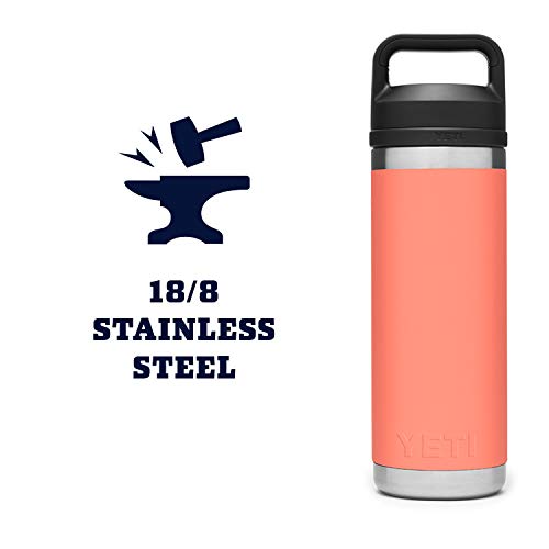 YETI Rambler 18 oz Bottle, Vacuum Insulated, Stainless Steel with Chug Cap, Sandstone Pink
