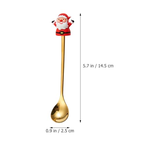 Upkoch Christmas Spoon Set, Christmas Coffee Spoons Teaspoon Stainless Steel Dessert Coffee Tea, Holiday Party Tableware, Figurine Design, Gold, 6 Pack with Red Box