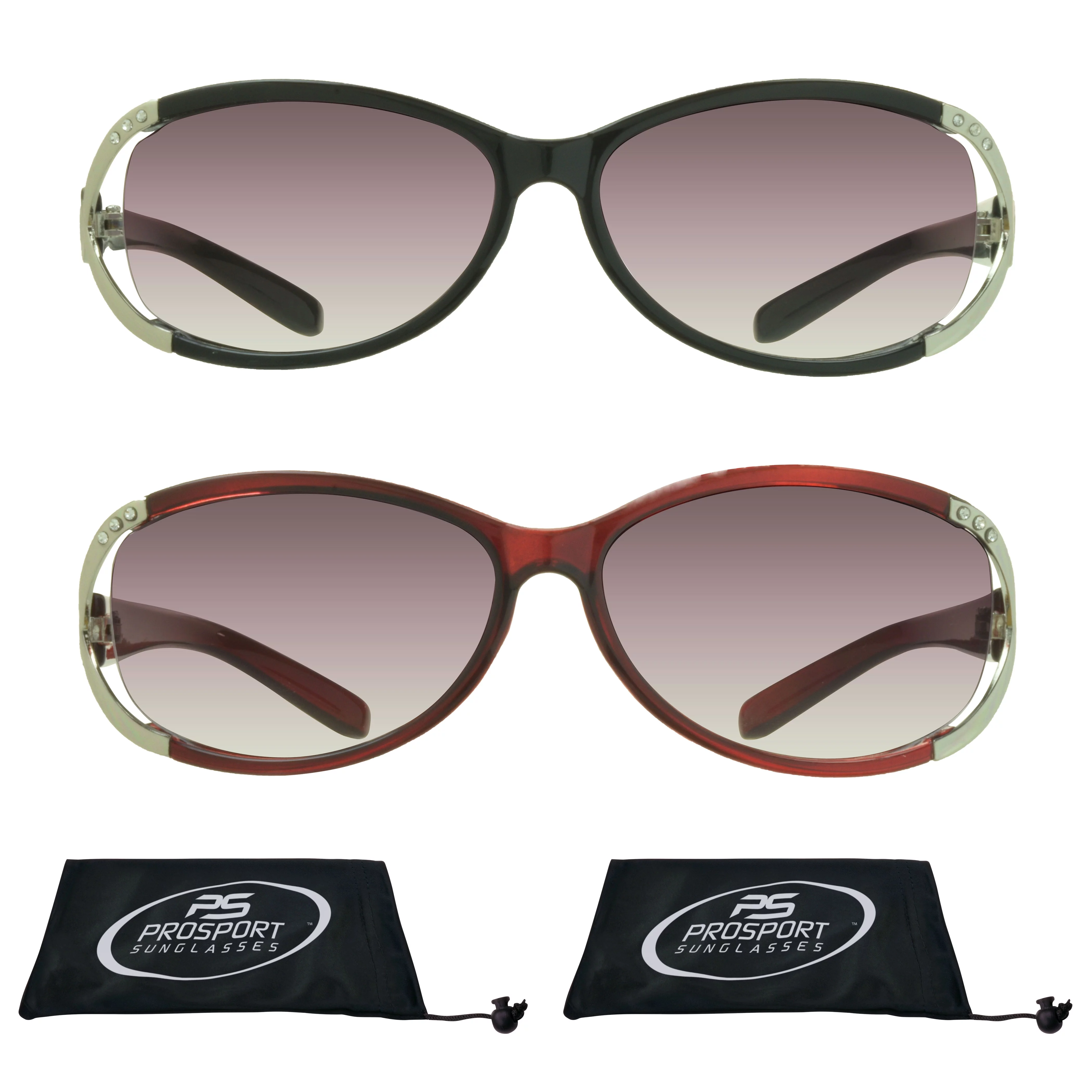 proSPORT Reading Sunglass Reader Light Tinted Women Black & Red NOT BIFOCAL
