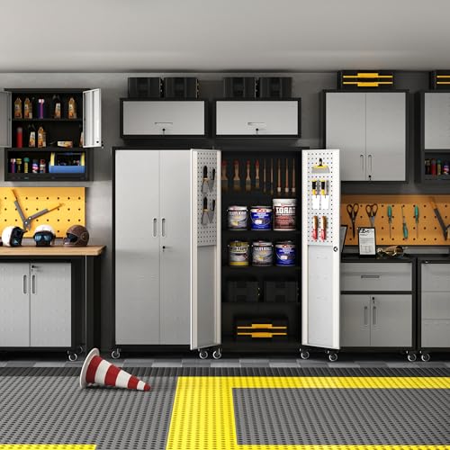 Metal Garage Storage Cabinet with Wheels,Locking Rolling Tool Cabinet with Drawers and Shelves for Home, Office, Garage & Workshop