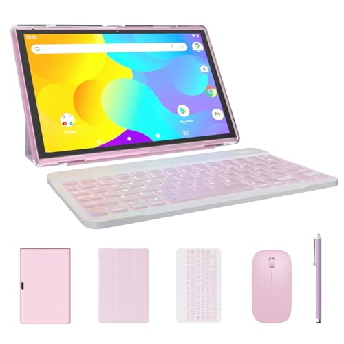 ATOZEE 10 in Tablet 2 in 1 Android 14 Tablets with Keyboard 10 inch Tabletas, Include Mouse Stylus Pen Case, 6000mAh 6GB+32GB ROM 1TB Expandable Tableta, 2MP+8MP Dual Camera, WiFi-6 BT Tablet PC.