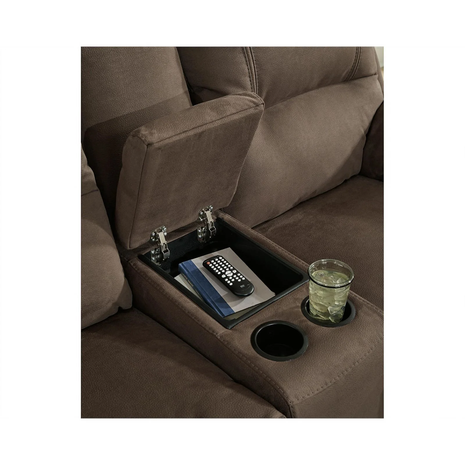 Ashley Furniture Next-Gen Gaucho Faux Leather Power Reclining Loveseat in Brown