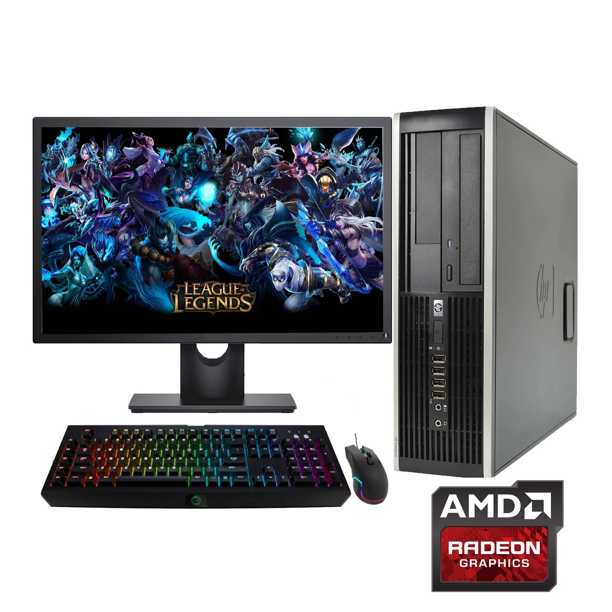 Pre-Owned HP 8200 Desktop Computer PC - Intel Quad-Core i5, 250GB HDD, 8GB DDR3 RAM, Windows 10 Pro, DVD, WIFI, 22in Monitor, RGB Keyboard and Mouse (Refurbished: Good)