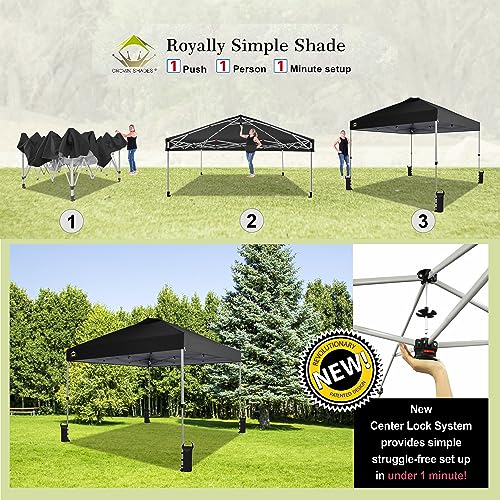 CROWN SHADES 10x10 Pop Up Canopy - Beach Tent with One Push Setup - Easy Outdoor Sun Shade for Events, Parties, Camping - Gazebo with STO-N-Go Cover Bag, Silver Coated Top, White