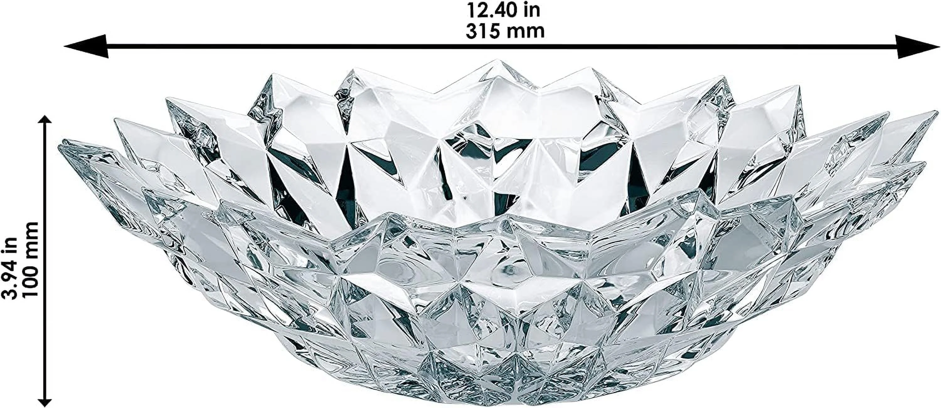 Quartz Collection Crystal Bowl, 12.6 Inches, Clear, Decorative Glass Bowl For Fruit, Kitchen, Centerpieces, And Other Home Décor, Dishwasher Safe