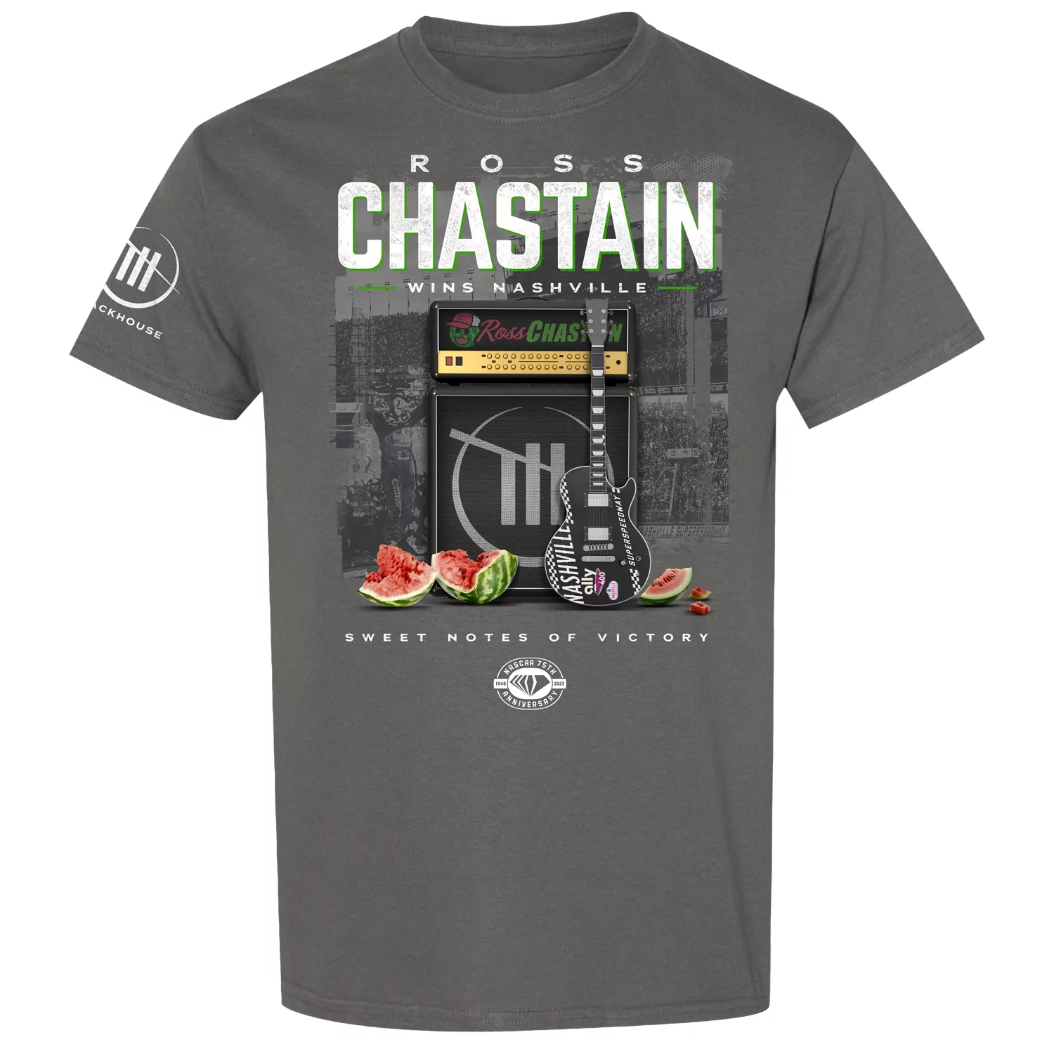 Men's Checkered Flag Sports Charcoal Ross Chastain 2023 Ally 400 Race Winner T-Shirt