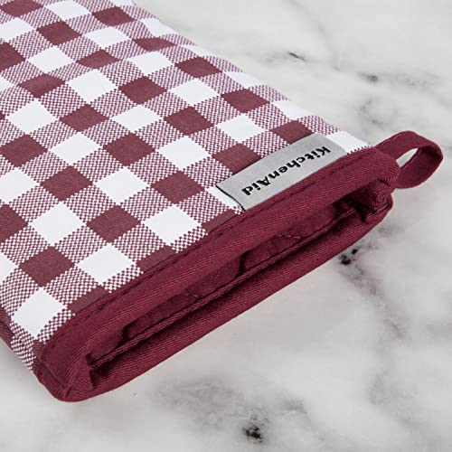 KitchenAid Gingham Oven Mitt 2-Pack Set, Passion Red, 7