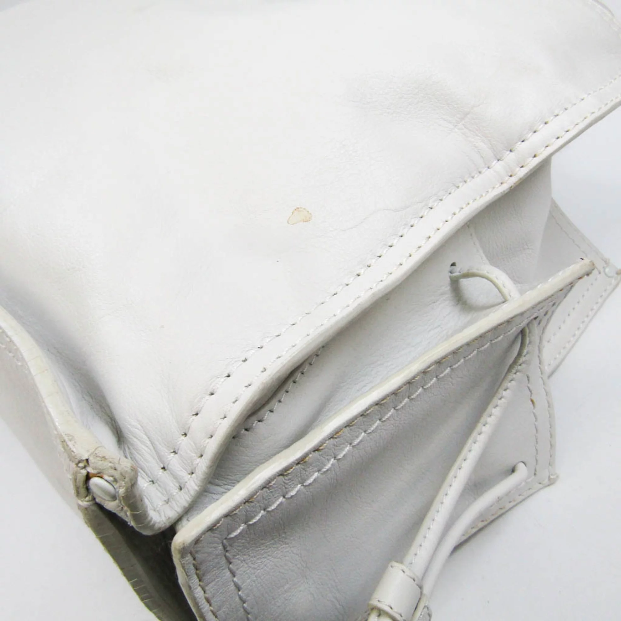 Pre-Owned Loewe Crown Logo Stitch Women's Leather Shoulder Bag,Tote Bag White (Good)