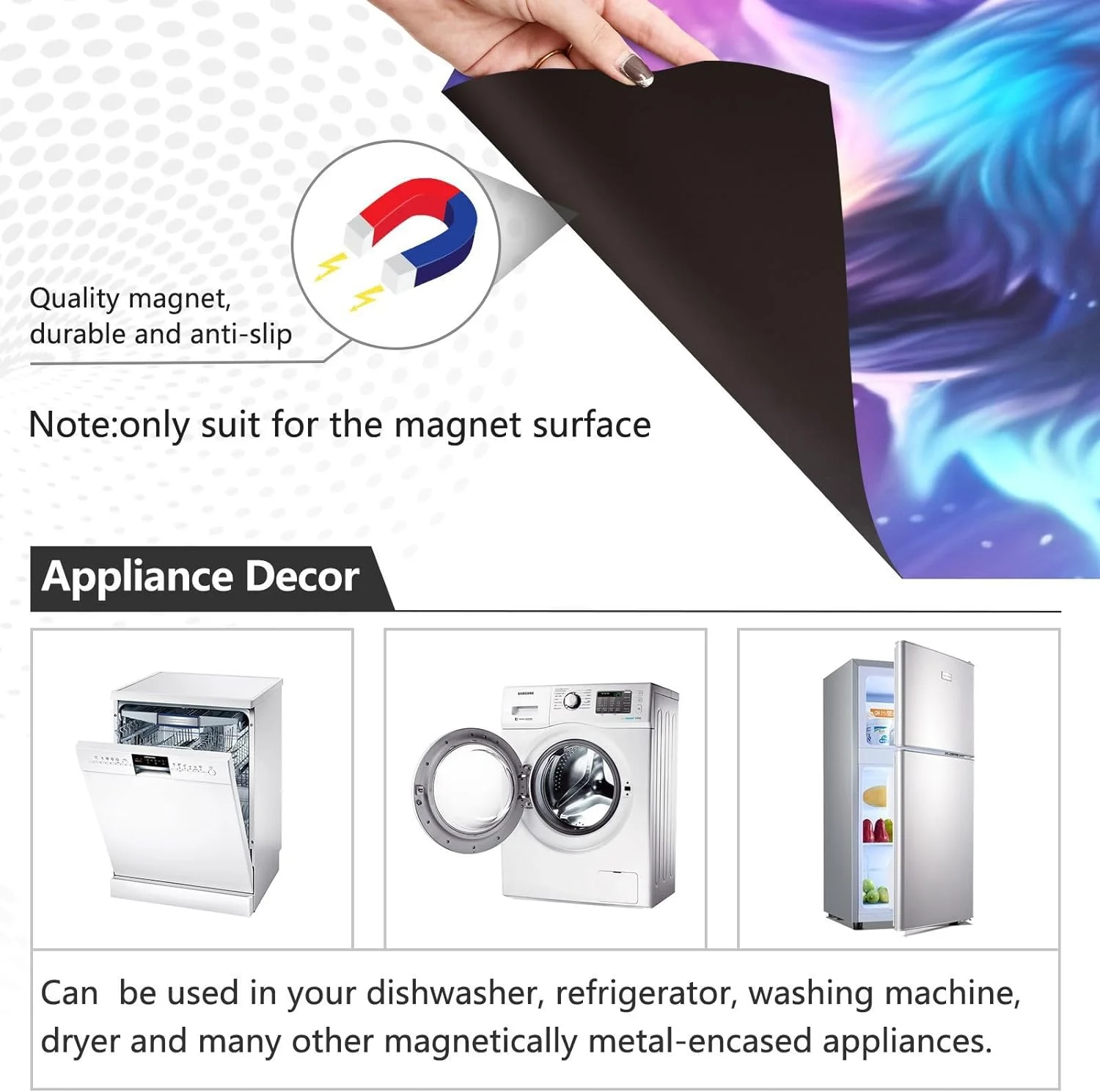 Coolnut Magnetic Dishwasher Stickers Galaxy Wolf Kitchen Dishwasher Cover Sticker, Panel Decal Home Cabinet Appliances Stickers 23in W x 26in H Home Decor