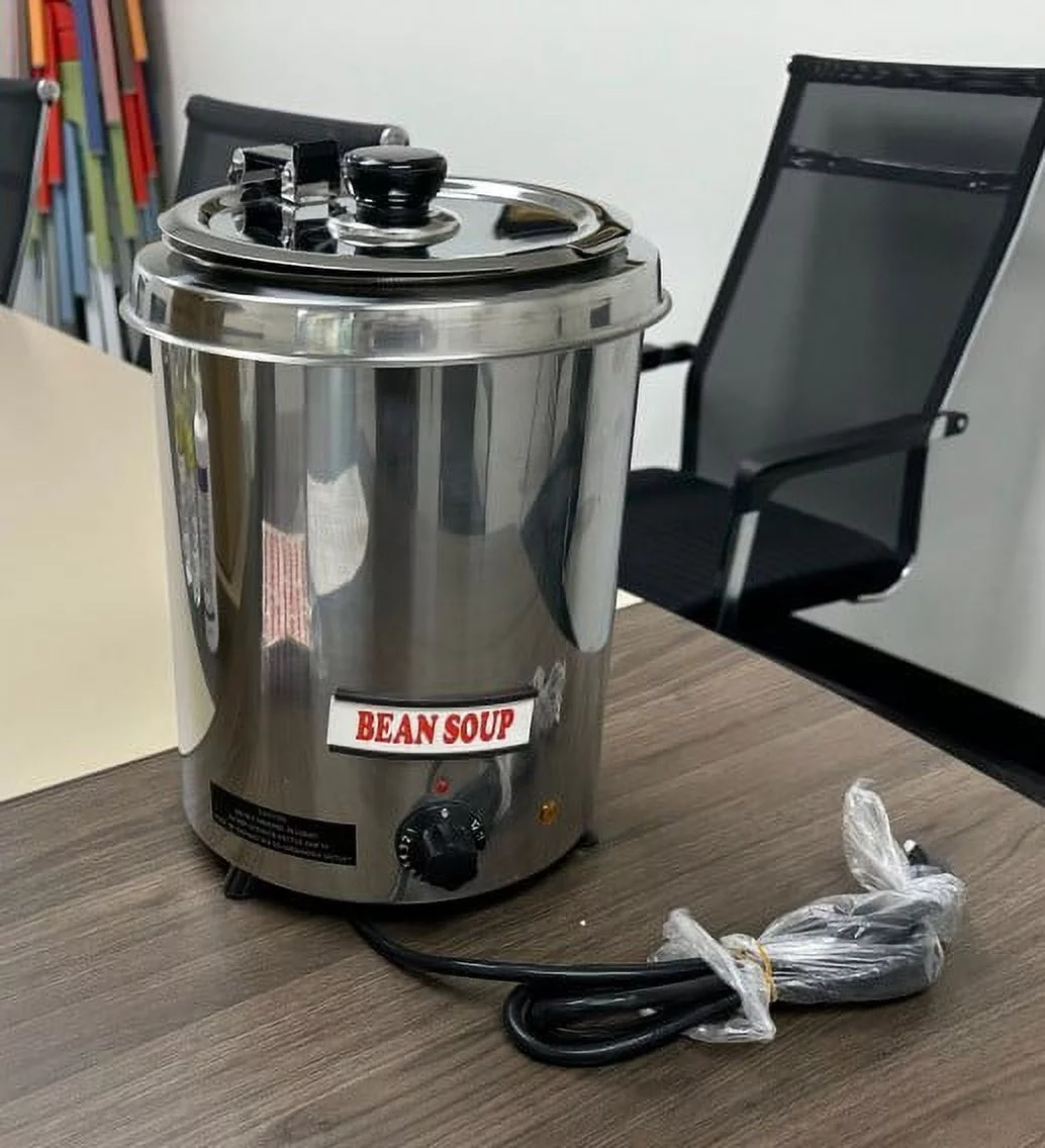 Cooler Depot Soup Pot Warmer Kettle SS Round Black Countertop Food / Soup Kettle Warmer - 120V, 400W SB-5700S